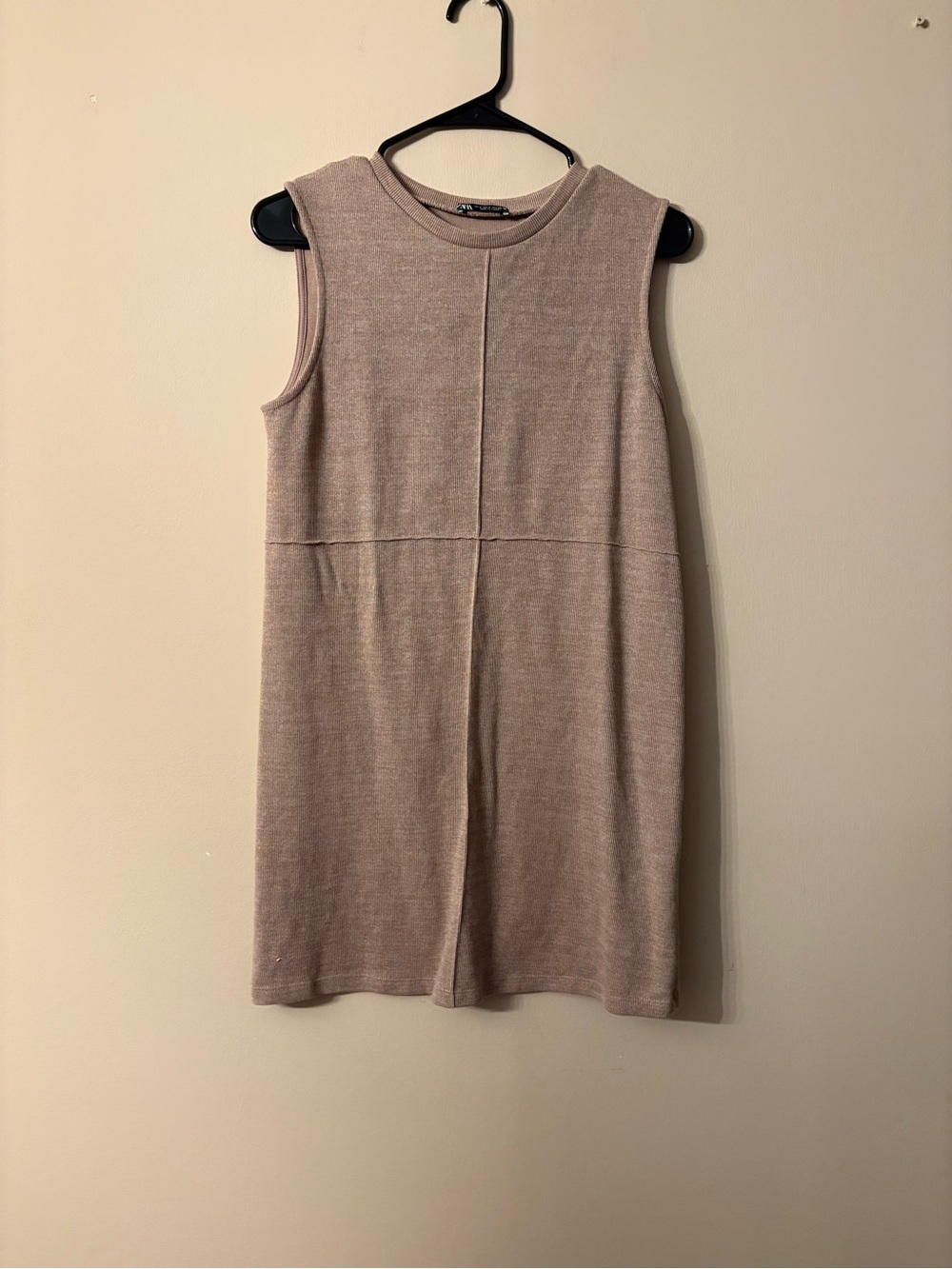 Sleeveless Knit Shift Dress in Taupe